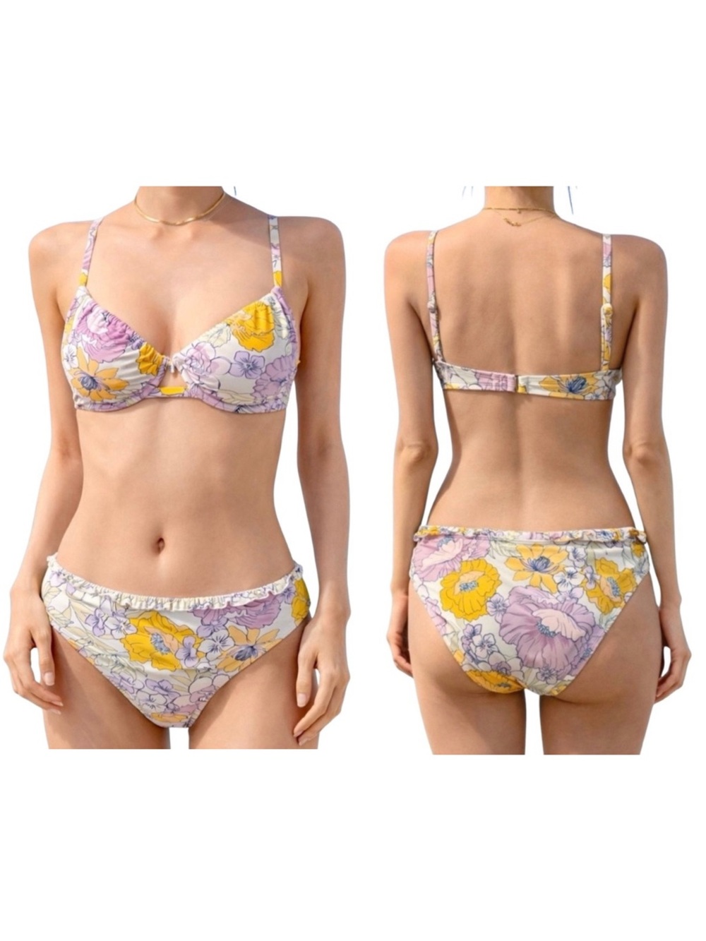 Cupshe Floral Bikini Set • Underwire Top & High-Waisted Bottoms • NEW WITH TAGS